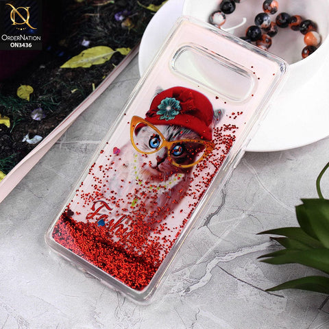 Samsung Galaxy S10 Plus Cover - Design 9 - Trendy Cute Design Soft Silicone Bling Sparkle Moving  Liquid Glitter Case