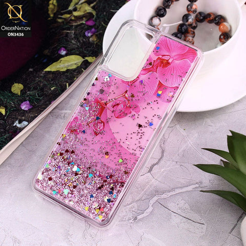 Vivo V21e Cover - Design 2 - Trendy Cute Design Soft Silicone Bling Sparkle Moving  Liquid Glitter Case