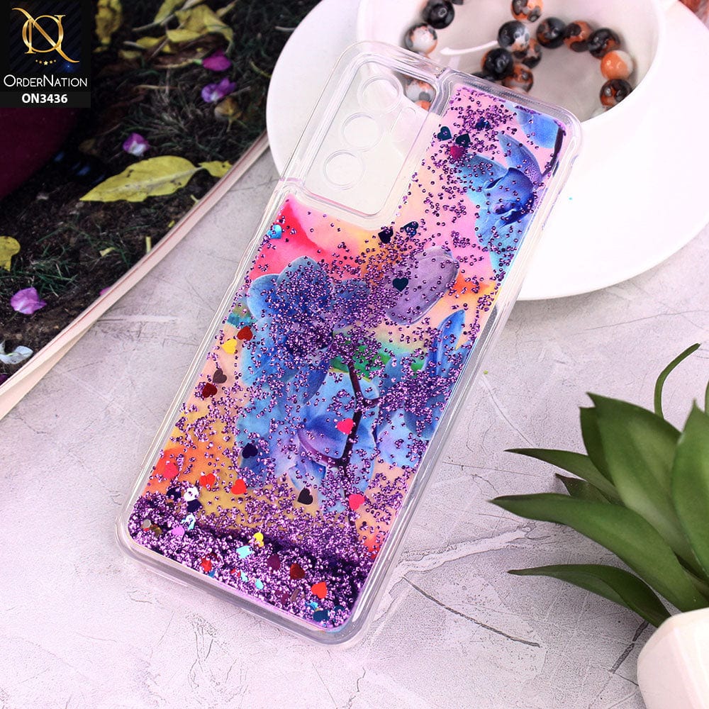 Vivo V23e Cover - Design 9 - Trendy Cute Design Soft Silicone Bling Sparkle Moving  Liquid Glitter Case