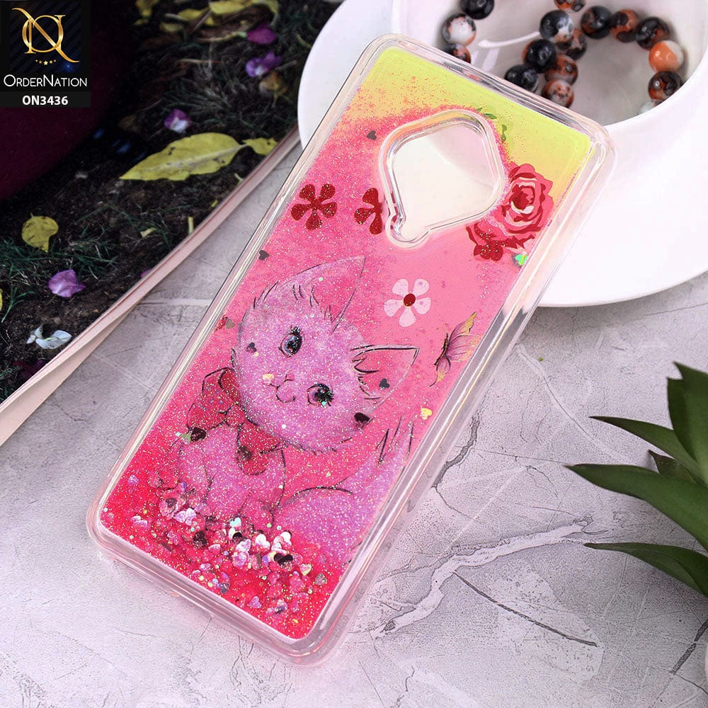 Vivo Y51 (2020 September) Cover - Design 9 - Trendy Cute Design Soft Silicone Bling Sparkle Moving  Liquid Glitter Case