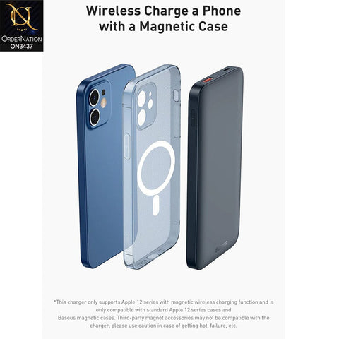 Blue - Baseus Magnetic Wireless Quick Charging Power Bank 20W 10000mAh