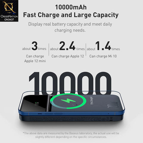 Blue - Baseus Magnetic Wireless Quick Charging Power Bank 20W 10000mAh
