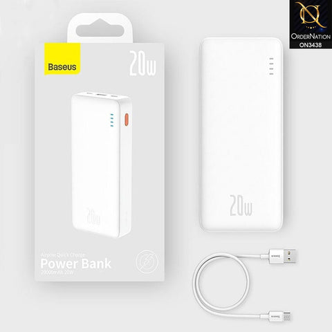 White - Baseus Airpow Quick Charge 20000mAh 20W Fast Charging Power Bank