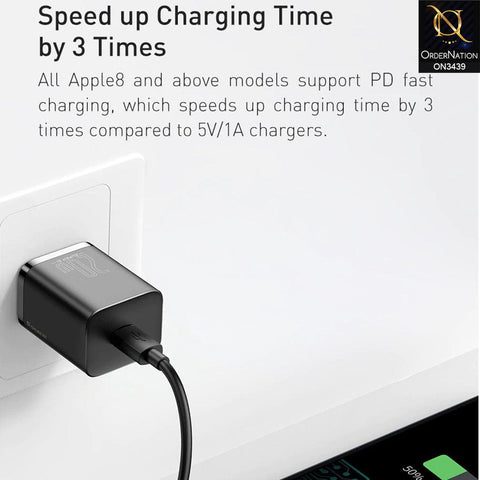 Black - Baseus Super SI Quick Charger 1C 20W Type-C (Cable not Included)