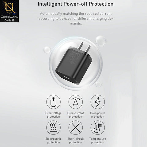 Black - Baseus Super SI Quick Charger 1C 20W Type-C (Cable not Included)