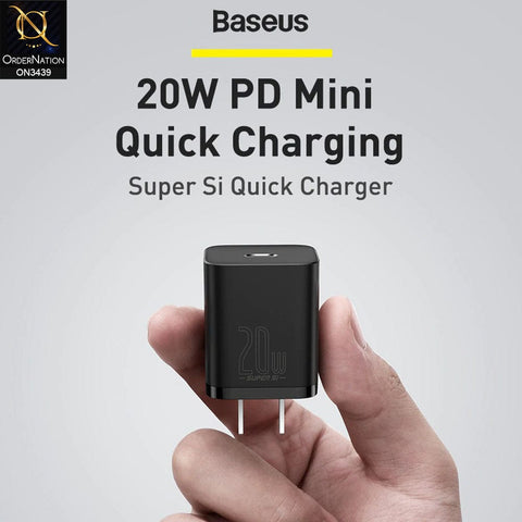 Black - Baseus Super SI Quick Charger 1C 20W Type-C (Cable not Included)