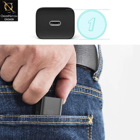 Black - Baseus Super SI Quick Charger 1C 20W Type-C (Cable not Included)