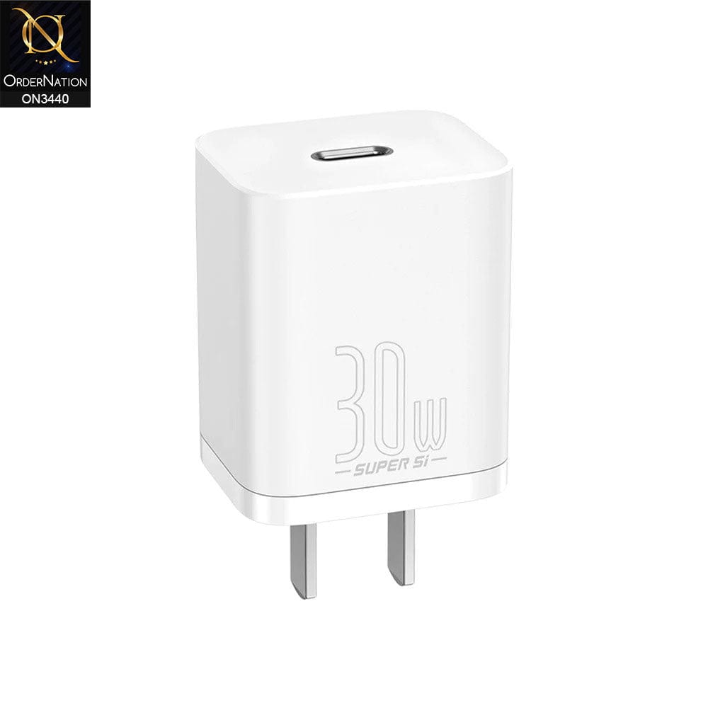 White - Baseus Super SI Quick Charger 1C 30W Type-C (Cable not Included)