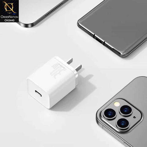 White - Baseus Super SI Quick Charger 1C 30W Type-C (Cable not Included)