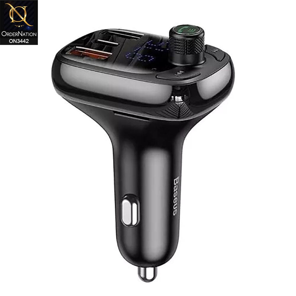 Car Charger 2.4A - Black - Baseus T-Typed S-13 Wireless MP3 Bluetooth Car Charger (PPS Quick Charger)