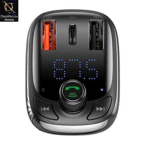 Car Charger 2.4A - Black - Baseus T-Typed S-13 Wireless MP3 Bluetooth Car Charger (PPS Quick Charger)