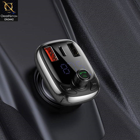 Car Charger 2.4A - Black - Baseus T-Typed S-13 Wireless MP3 Bluetooth Car Charger (PPS Quick Charger)