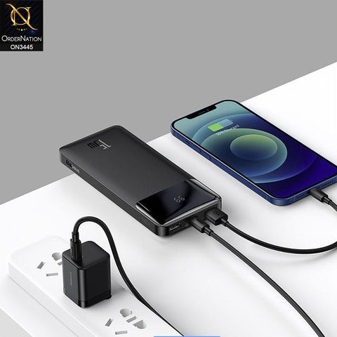 Black - Baseus Bipow Digital Display 10000mAh Power Bank 15W