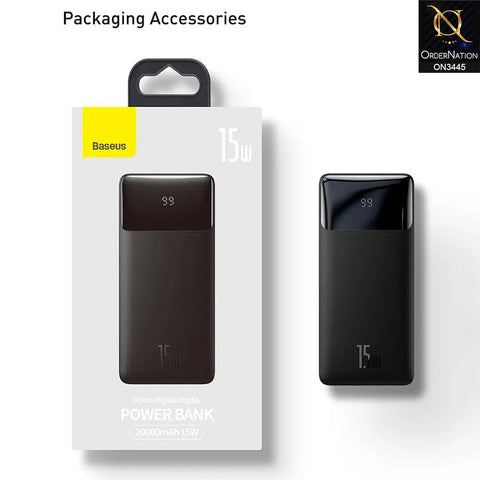 Black - Baseus Bipow Digital Display 10000mAh Power Bank 15W