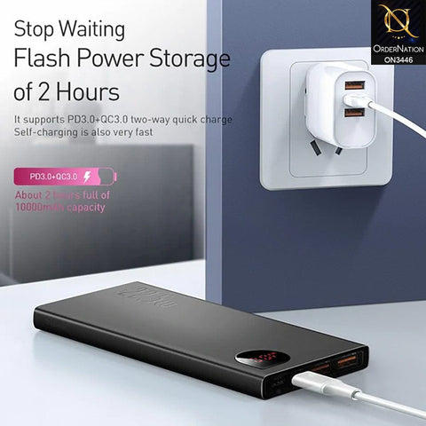 Baseus Adaman Metal 10,000mah 22.5W Black - Digital Display-Quick Charge Wired Power Bank