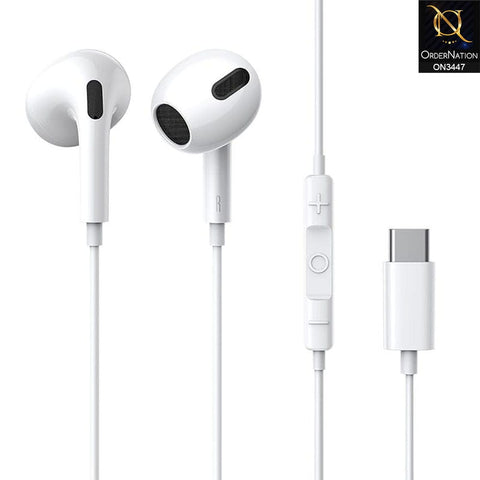 White - Baseus Encok C17 Type-C Lateral in-ear Wired Earphone with Mic