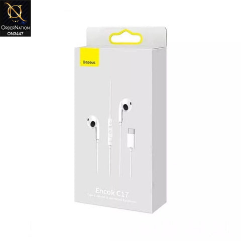 White - Baseus Encok C17 Type-C Lateral in-ear Wired Earphone with Mic