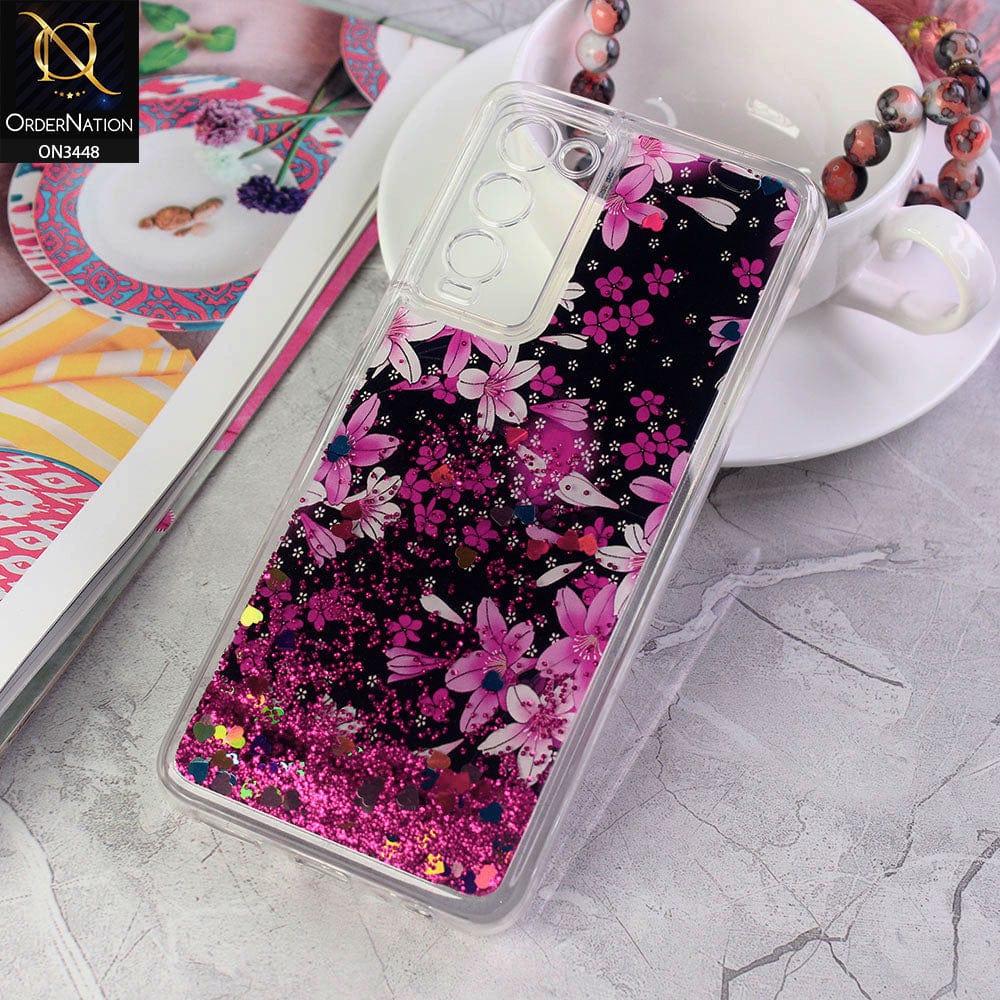 Tecno Camon 18T Cover - Design2 - Rainbow Series Design Soft Silicone Bling Sparkle Moving  Liquid Glitter Case