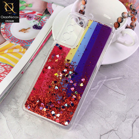 Tecno Camon 18T Cover - Design3 - Rainbow Series Design Soft Silicone Bling Sparkle Moving  Liquid Glitter Case