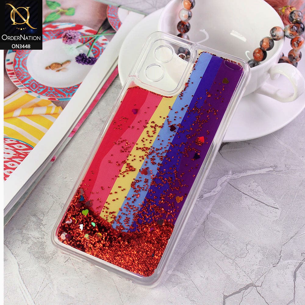Vivo Y15s Cover - Design3 - Rainbow Series Design Soft Silicone Bling Sparkle Moving  Liquid Glitter Case