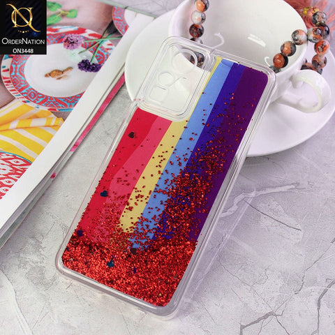 Infinix Zero X Pro Cover - Design3 - Rainbow Series Design Soft Silicone Bling Sparkle Moving  Liquid Glitter Case