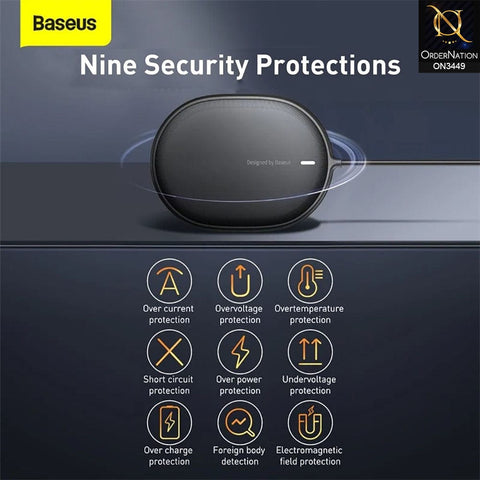Black - Baseus Light Magnetic Wireless Charger Cable 1.5m Fast Charge USB Type-C 15W