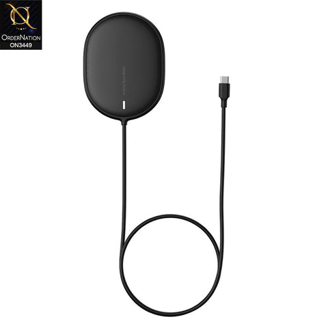 Black - Baseus Light Magnetic Wireless Charger Cable 1.5m Fast Charge USB Type-C 15W