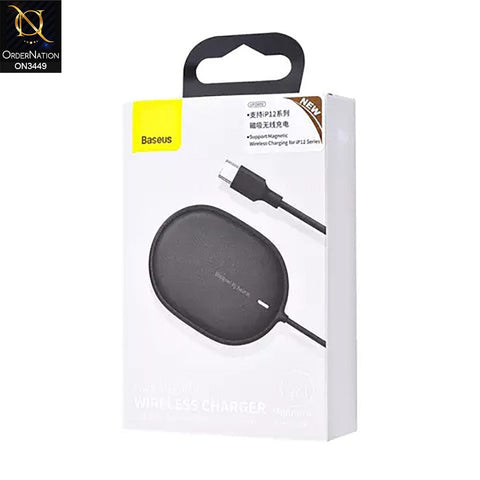 Black - Baseus Light Magnetic Wireless Charger Cable 1.5m Fast Charge USB Type-C 15W