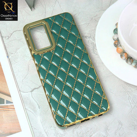 Oppo A55 5G Cover - Green - Soft TPU Shiny Electroplated Golden Lines Camera Protection Case