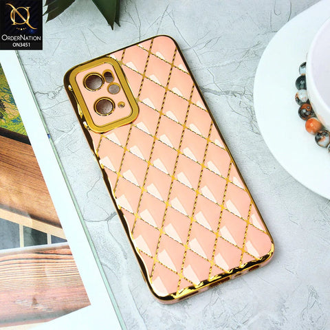 Oppo A36 Cover - Pink - Soft TPU Shiny Electroplated Golden Lines Camera Protection Case
