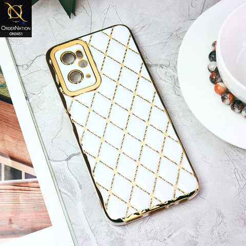 Oppo A76 Cover - White - Soft TPU Shiny Electroplated Golden Lines Camera Protection Case