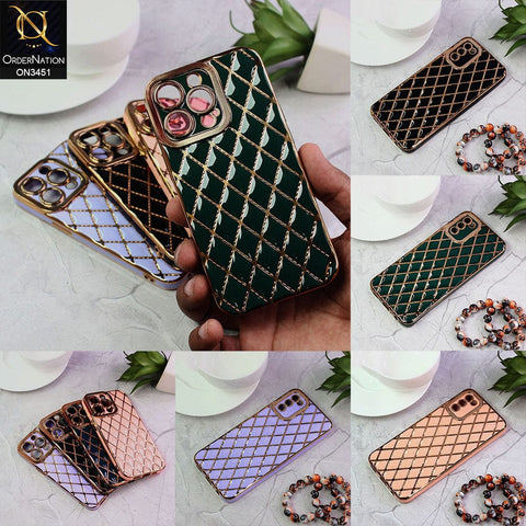 iPhone 11 Pro Cover - Green - Soft TPU Shiny Electroplated Golden Lines Camera Protection Case