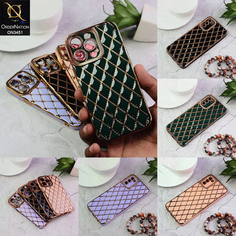 Vivo Y12 Cover - Black - Soft TPU Shiny Electroplated Golden Lines Camera Protection Case