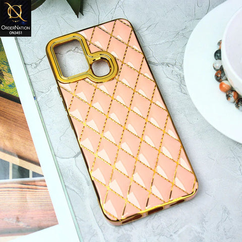 Infinix Hot 11 Play Cover - Pink - Soft TPU Shiny Electroplated Golden Lines Camera Protection Case