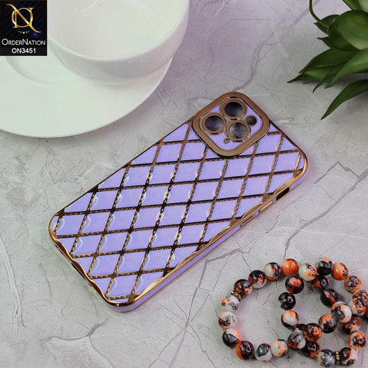 iPhone 11 Pro Max Cover - Purple - Soft TPU Shiny Electroplated Golden Lines Camera Protection Case