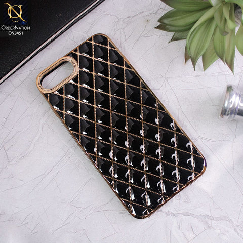 iPhone 8 Plus / 7 Plus Cover - Black - Soft TPU Shiny Electroplated Golden Lines Camera Protection Case