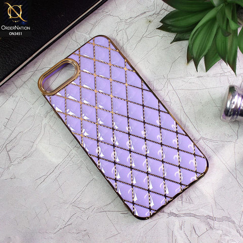 iPhone 8 Plus / 7 Plus Cover - Purple - Soft TPU Shiny Electroplated Golden Lines Camera Protection Case