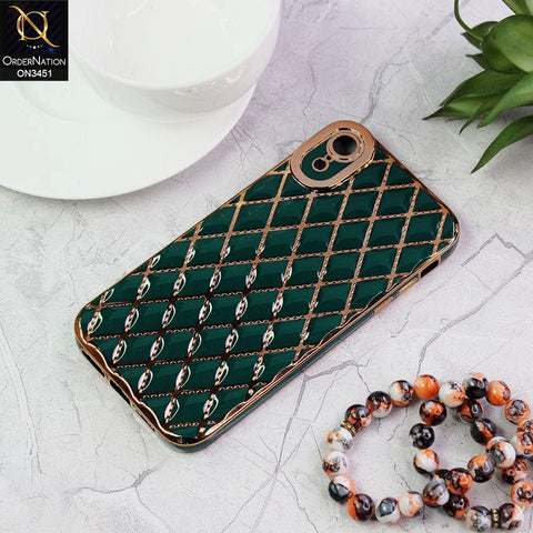 iPhone XR Cover - Green - Soft TPU Shiny Electroplated Golden Lines Camera Protection Case