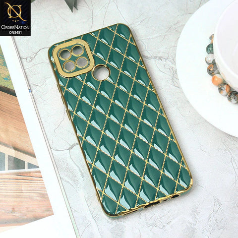 Oppo A15 Cover - Green - Soft TPU Shiny Electroplated Golden Lines Camera Protection Case