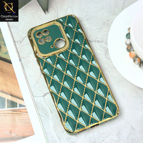 Xiaomi Redmi 10C Cover - Green - Soft TPU Shiny Electroplated Golden Lines Camera Protection Case