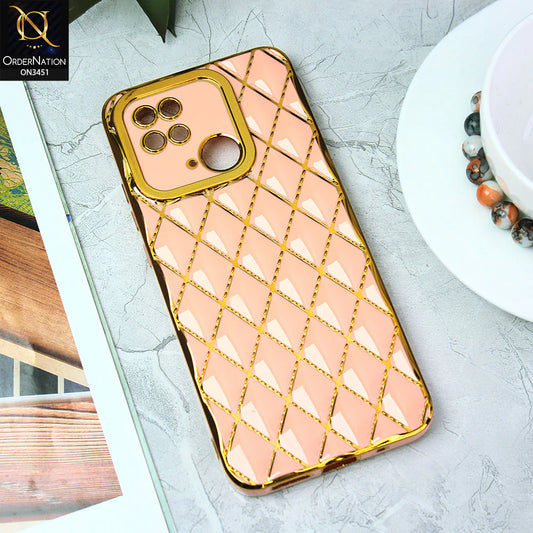 Xiaomi Redmi 10C Cover - Pink - Soft TPU Shiny Electroplated Golden Lines Camera Protection Case
