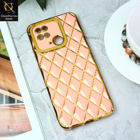 Xiaomi Redmi 10C Cover - Pink - Soft TPU Shiny Electroplated Golden Lines Camera Protection Case