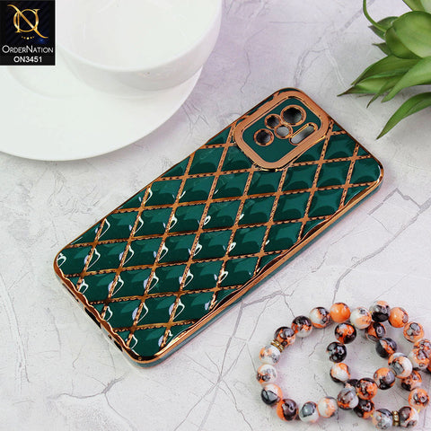 Xiaomi Redmi Note 10 4G Cover - Green - Soft TPU Shiny Electroplated Golden Lines Camera Protection Case