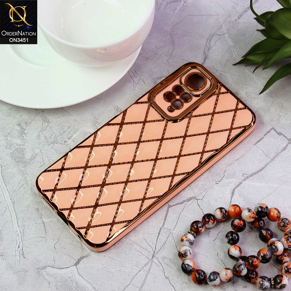 Xiaomi Redmi Note 11 Cover - Pink - Soft TPU Shiny Electroplated Golden Lines Camera Protection Case