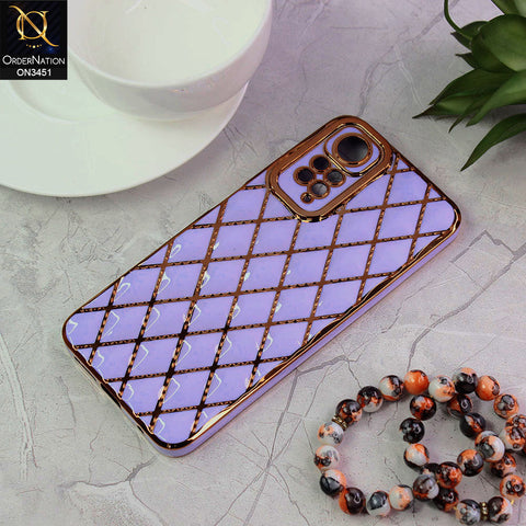 Xiaomi Redmi Note 11S Cover - Purple - Soft TPU Shiny Electroplated Golden Lines Camera Protection Case