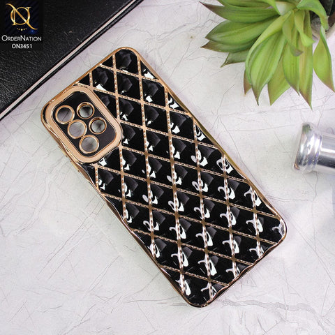 Samsung Galaxy A13 Cover - Black - Soft TPU Shiny Electroplated Golden Lines Camera Protection Case