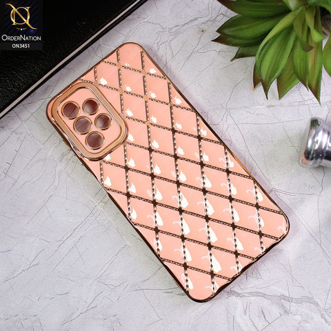 Samsung Galaxy A23 Cover - Pink - Soft TPU Shiny Electroplated Golden Lines Camera Protection Case