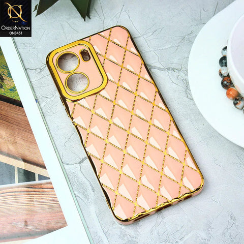 Custodia Per Vivo Y16 HAOYE Trasparente Con Cornice Placcata Oro - Cover TPU Morbida Anti Graffio E Ultra Sottile, Rosa