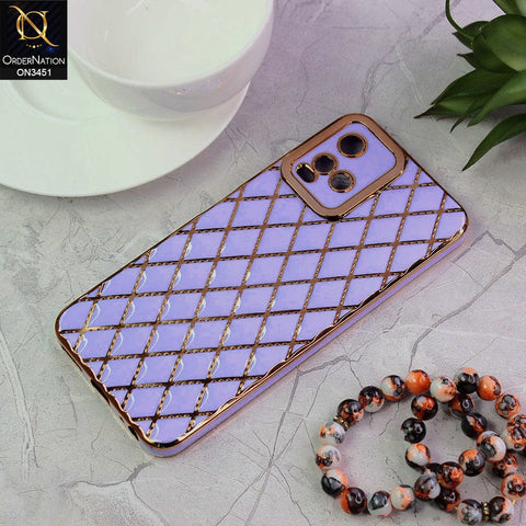 Vivo Y33t Cover - Purple - Soft TPU Shiny Electroplated Golden Lines Camera Protection Case