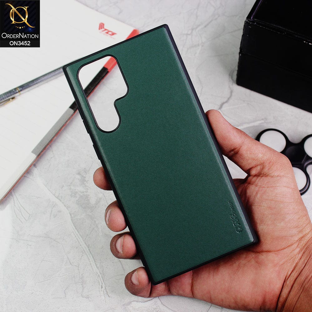 Samsung Galaxy S22 Ultra 5G Cover - Green - New GKS Design Creative Series Soft Border TPU Leather Case
